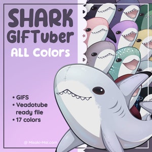 Cute Shark GIFTuber - 17 Variations! - Ready to use - PNGTuber Stream Pet