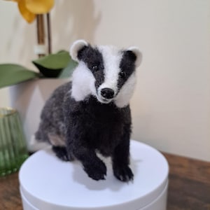Needle felt Badger, handmade, wool sculpture, gifts, ooak