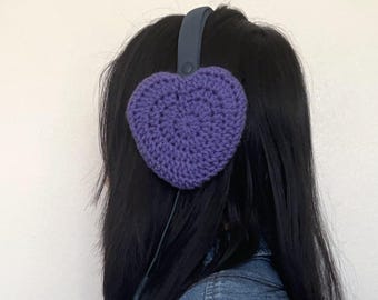 Heart Crochet Headphone Covers: Custom Handmade Headset Accessory, Multiple Colors
