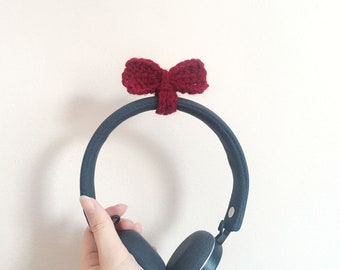 Crochet Bow Headphone Sprout : Handmade Multifunctional Headset Attachment, Cable Organizer, Bookmark, Multiple Colors