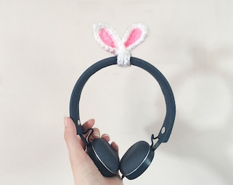 Crochet Bunny Ear Headphone Sprout | Rabbit Ears Headset Attachment | Cute Headphone Charm | Cord Organizer | Aesthetic Animal Ear Gift