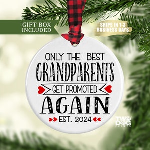Personalized Grandparent Ceramic Ornament, Promoted to Grandparents Again Gift, Pregnancy Announcement, Baby Reveal Keepsake