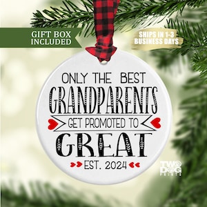 Personalized Great Grandparent Ceramic Ornament, Promoted to Great Grandparents Gift, Pregnancy Announcement, Grand Baby Reveal Keepsake