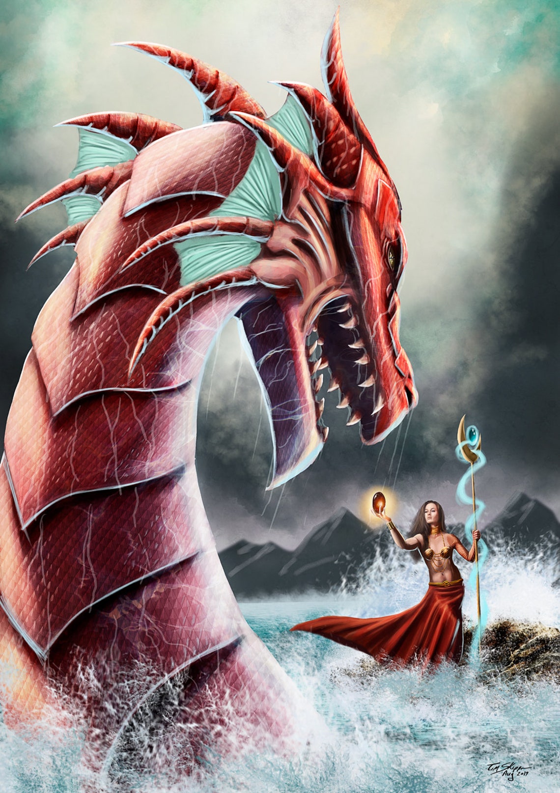 Hydra Summons 11x17 Fantasy Art on Satin Finish Photo Stock Paper Etsy