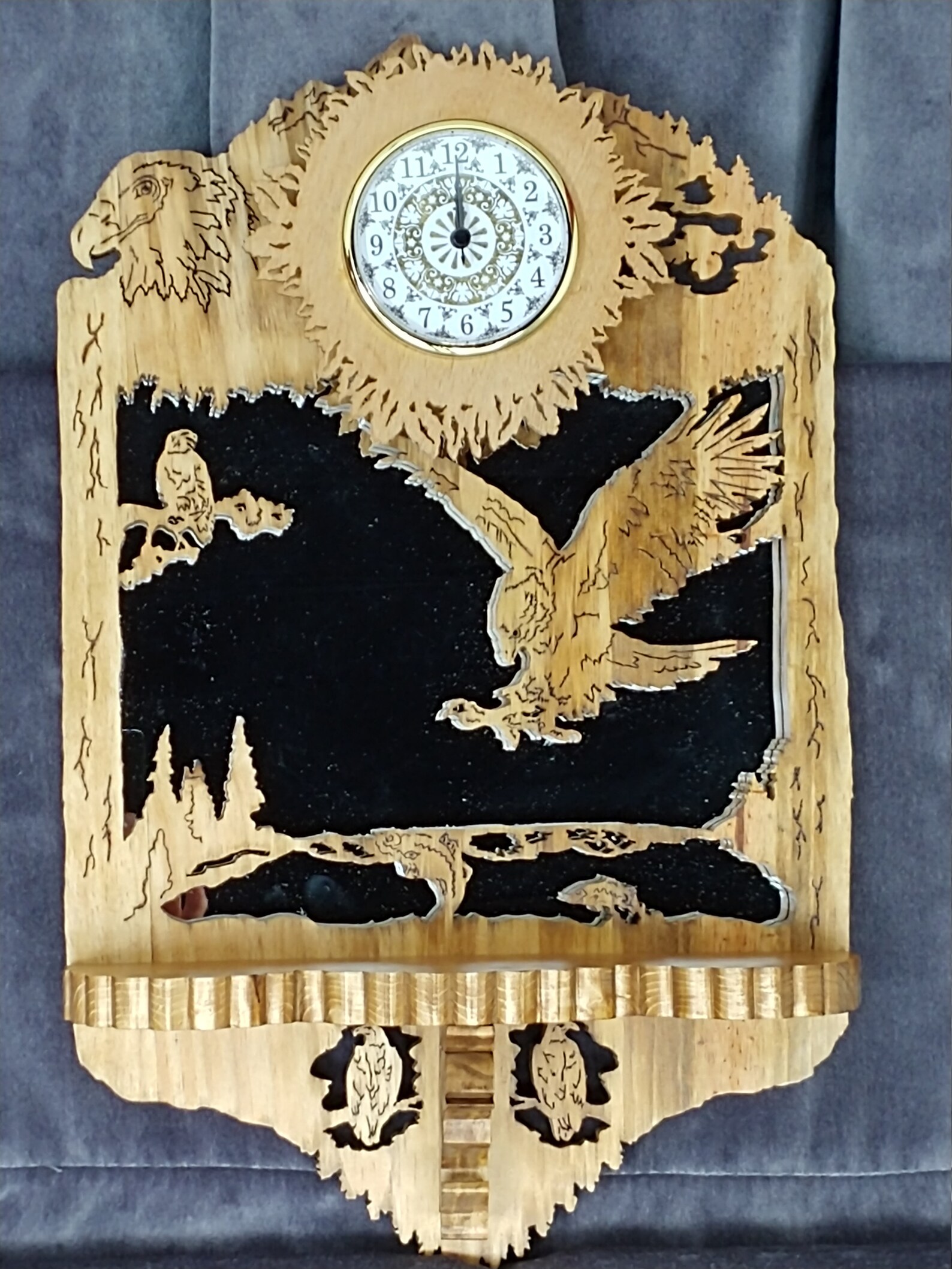 Eagle Wooden Wall Clock Etsy
