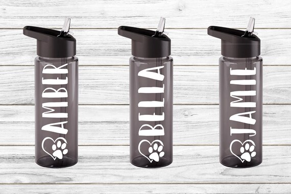 Personalized Plastic Water Bottle with paw prints, Personalized ...