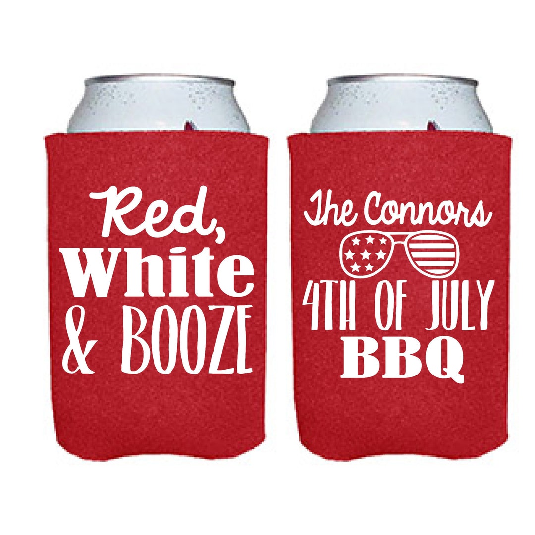 Happy 4th Of July Beverage Coolers - Set Of 6 Striped Can Coolers, Reusable & Waterproof For BBQ - View #9