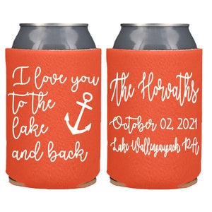 Personalized Nautical Can Coolers: Lake Wedding Favors