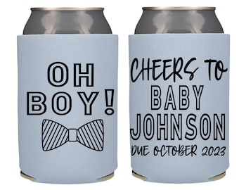 Oh Boy Baby Shower Can Coolers, Baby Reveal Party Beer Insulator, Baby Shower Favor, Gender Reveal Party Favor,