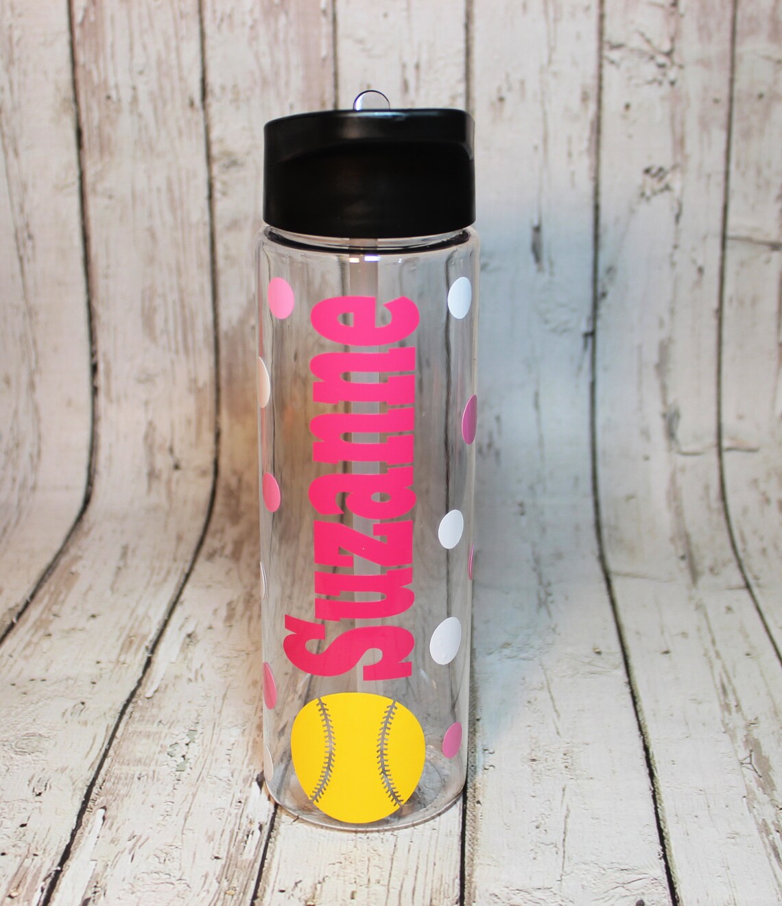Personalized Softball Plastic Water Bottle Baseball Etsy