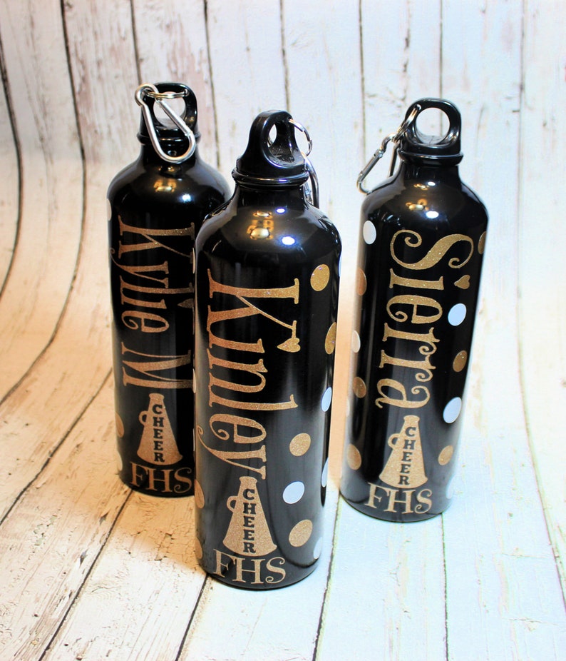 Personalized Cheer Aluminum Water bottle, Cheer Team Gift, Cheer Coach's Gift, Cheerleader Birthday Party Favor, Cheerleader water bottle image 2