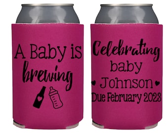 A Baby is Brewing Shower Favor,  Gender Reveal Party Favor, Baby Shower Can Coolers, Baby Reveal Party Beer Insulator, Baby Shower Favor