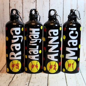 Personalized Sports Aluminum Water bottle, Softball Team Gift, Custom Baseball Water Bottle, Sports Birthday Party Favor, Soccer Team Cup
