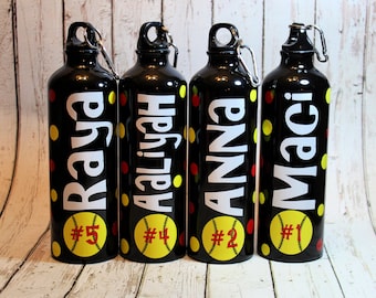 Personalized Sports Aluminum Water bottle, Softball Team Gift, Custom Baseball Water Bottle, Sports Birthday Party Favor, Soccer Team Cup
