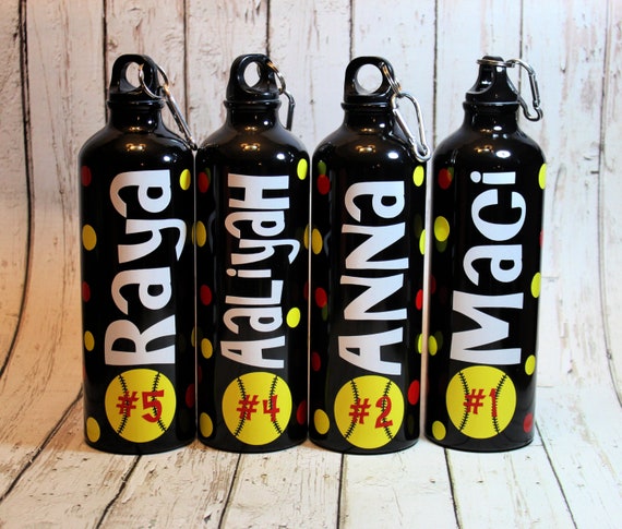 Personalized Sports Aluminum Water bottle, Softball Team Gift, Custom Baseball Water Bottle, Sports Birthday Party Favor, Soccer Team Cup Il_570xn