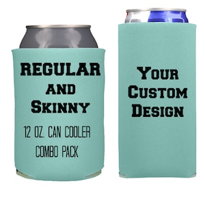 Regular and Slim Can Cooler Combo Package, Wedding Favor Can Cooler Bundle, Promotional Giveaway Products, Personalized Can Holder Gifts image 1