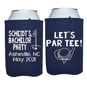 Let&#39;s Par Tee Bachelor Party Can Coolers, Golf Weekend Gift, Custom Bachelor Party Favors, Golf Beer Hugger, Golf Tournament Can Cooler