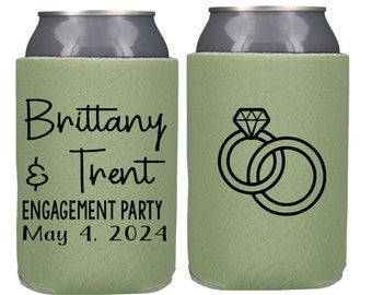 Personalized Engagement Party Favors Can Coolers, Gift For Guests Wedding Reception Favor, Rehearsal Dinner, Couples Shower