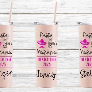 Personalized Fiesta Like There's No Manana Tumblers, Mexico Girls Trip Cups, Family Vacay Cups, Destination Wedding, Girls Weekend image 1