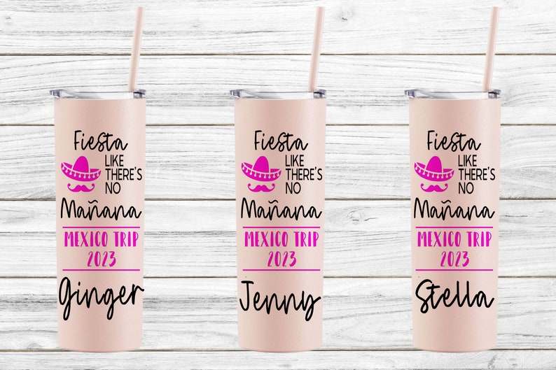 Personalized Fiesta Like There's No Manana Tumblers, Mexico Girls Trip Cups, Family Vacay Cups, Destination Wedding, Girls Weekend image 1
