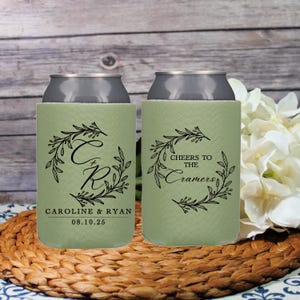 Personalized Wedding Can Cooler, Customized Wedding Favors, Beverage Insulators, Custom Wedding Shower Beer Hugger, Rehearsal Gift