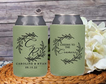 Personalized Wedding Can Cooler, Customized Wedding Favors, Beverage Insulators, Custom Wedding Shower Beer Hugger, Rehearsal Gift