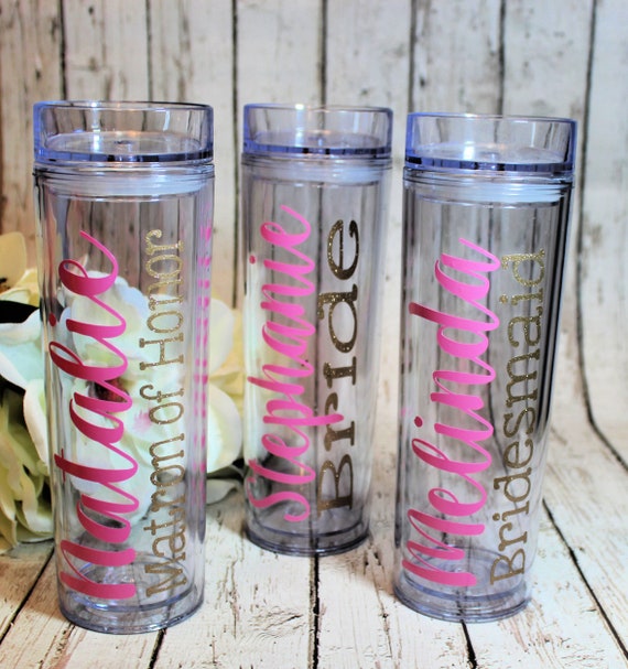 Bridal Party Personalized Skinny Tumbler with straw Personalized