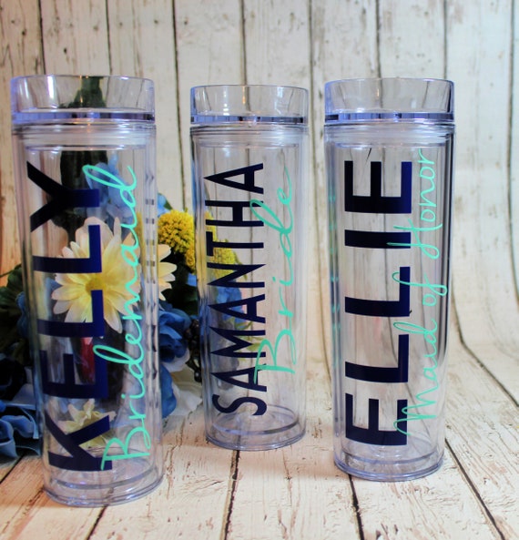 Bridal Party Personalized Skinny Tumbler with straw Personalized