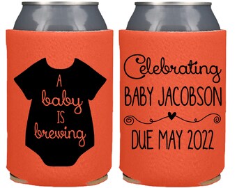 Baby Shower Party Favor Can Coolers , Baby is Coming, A Baby is Brewing Gender Reveal Party Favor, Baby Reveal Party Beer Insulator