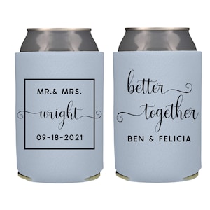 Personalized Wedding Can Coolers, Better Together Wedding Reception Favor, Custom Anniversary Party Favor Beer Huggers