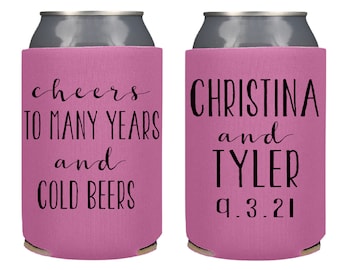 Personalized Wedding Can Coolers: Cheers to Many Years and Color Beers Party Favors
