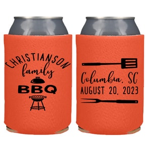 Family Barbecue Family Reunion Can Coolers, Family BBQ Beer Huggers, Family Vacation Party Favor, Summer BBQ Party Favor