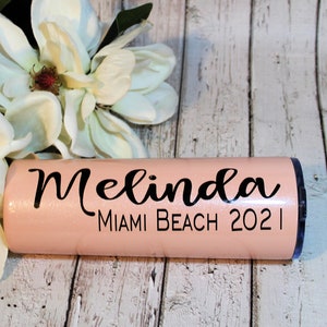 Personalized Beach Skinny Steel Tumbler, Custom Girls Trip Cups, Personalized Vacation Tumbler, Bachelorette Party Favors, vacation cup