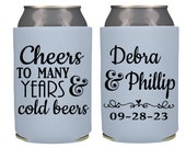 Cheers to Many Years & Cold Beers Custom Wedding Can Coolers, Wedding Reception Favors, Wedding Rehearsal Dinner, Engagement Party Il_170x135