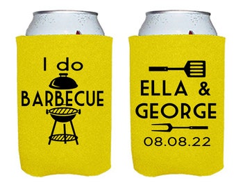 I Do BBQ Can Coolers, Personalized Summer Barbecue Party Favors, Summer Party Beer Insulators, Custom Family Party Beer Huggers