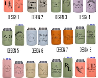 Personalized Wedding Can Coolers, Monogrammed Party Favors, Multiple Design Options Slim and Regular Beer Huggers