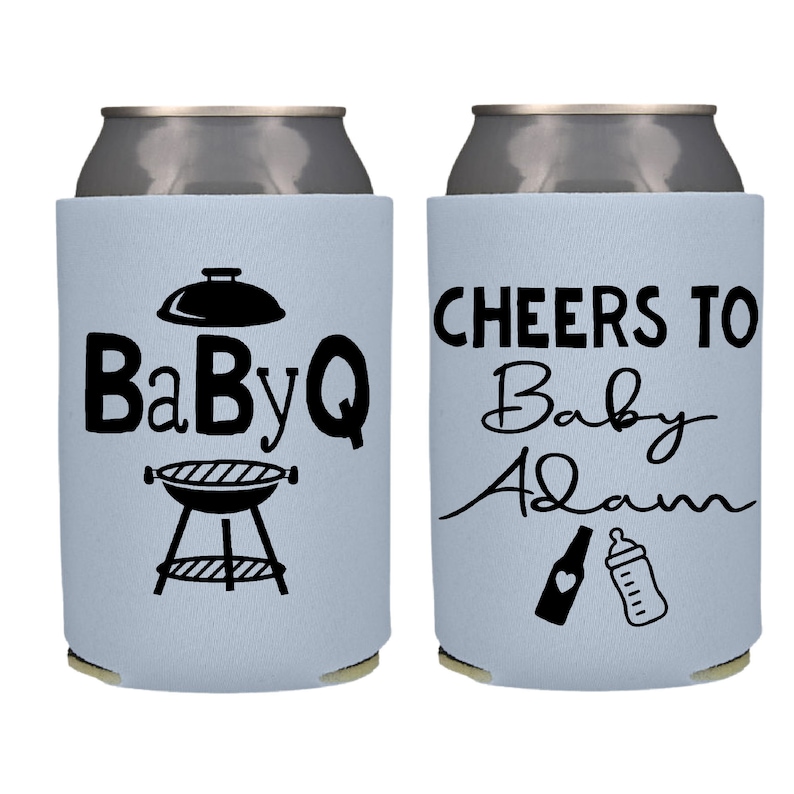 BBQ Baby Shower Favor, Barbecue Baby Shower Can Cooler, BaBy Q Party image 1