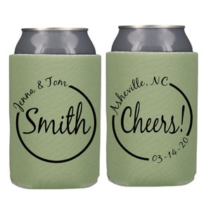 Personalized Wedding Favors for Guests, Engagement Party Favor, Couples Shower, Elegant Wedding Can Coolers, Anniversary Party,