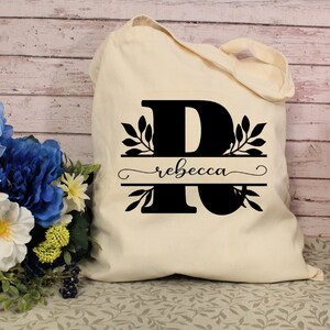 Personalized Monogram Bridesmaid Tote Bag with Name, Bridal Party Gift Bag,  Monogrammed Birthday Gift for Her, Bachelorette Party Totes