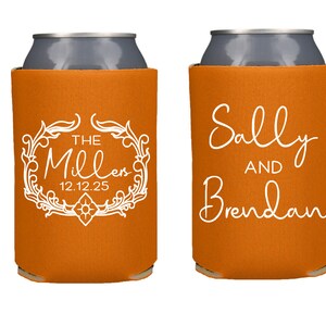 Vintage Wedding Favors, Customized Monogram Can Coolers, Wedding Reception Favors, Wedding Shower, Rehearsal Dinner, Anniversary Party
