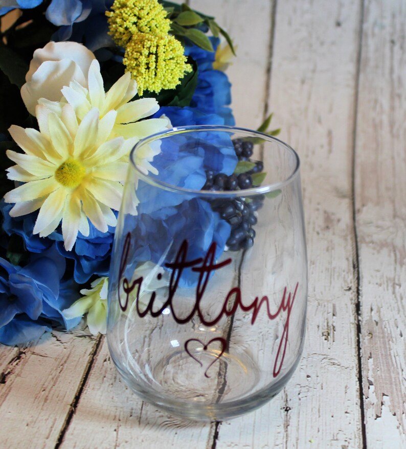 Personalized Stemless Wine Glass Wedding Party Gift Etsy