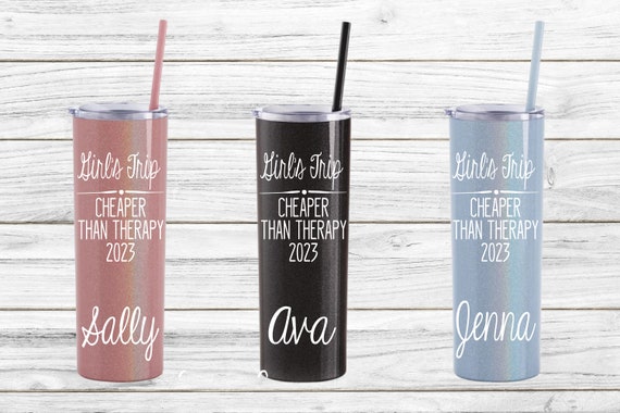 Personalized Girls Trip Cheaper Than Therapy Pilsner Style Tumbler -  LemonsAreBlue