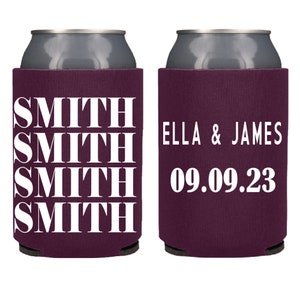 Personalized Elegant Wedding Reception Can Coolers, Wedding Party Favors for Guests, Engagement Party, Rehearsal Dinner Favor