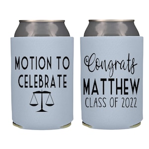 Law School Graduation Party Favor Can Cooler Gift - Class of 2026 Custom Graduate Koozie