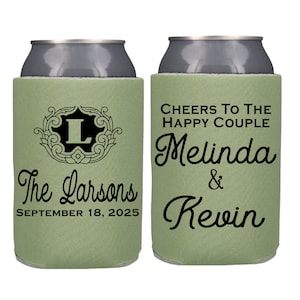 Cheers to The Happy Couple Wedding Can Cooler, Personalized Wedding Favors, Wedding Rehearsal Dinner Favors, Wedding Reception