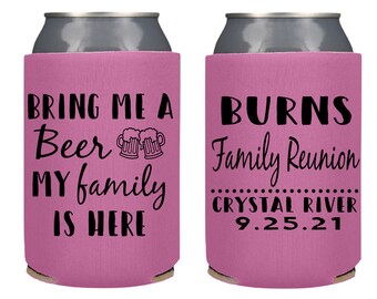 Personalized Family Reunion Can Coolers: Custom BBQ Beer Hugger