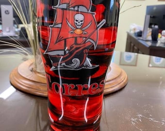 Vaso inspirado en los Tampa Bay Buccaneers