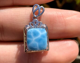 Rare Blue Larimar Stone from Dominican Republic Larimar Necklace Stone Pendant Loose Gemstones Cabochons Larimar Cabochon 27mm