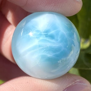 AAA++ Natural Authentic Dominican Larimar,Larimar Stone, Larimar Ball, Large Size Gem Ball,21mm Ball Larimar