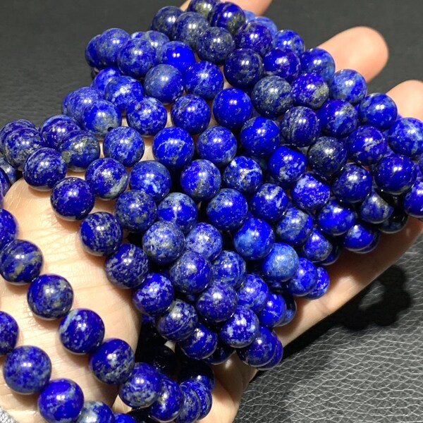 Lapis Lazuli, Natural Afghan Lapis Lazuli Bracelet, Blue Bracelet, 9mm Bracelet, Gemstone Healing Strength Bracelet